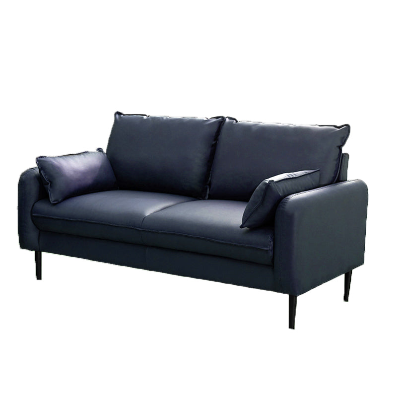 Contemporary Pillow Back Couch Square Arm Leather Sofa for Living Room Dark Blue-Gray Clearhalo 'furn' 'furn_sofas' 'Furniture' 'furniture_sofas' 'Living Room Furniture' 'Sofa' 'sofas' 4882700