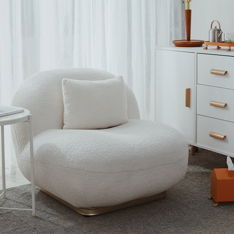 Beige Scandinavian Curved Sofa Tight Back Couch with Tuxedo Arm 34"L x 32"W x 28"H Off-White Wool Clearhalo 'furn' 'furn_sofas' 'Furniture' 'furniture_sofas' 'Living Room Furniture' 'Sofa' 'sofas' 4882714