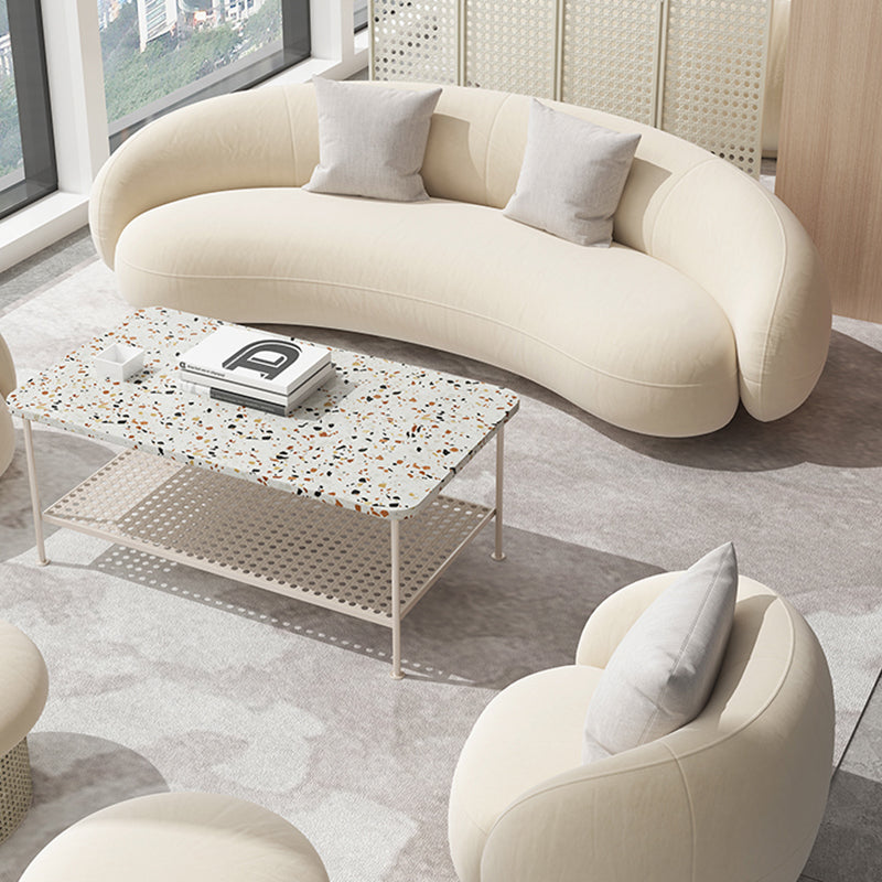 Beige Scandinavian Curved Sofa Tight Back Couch with Tuxedo Arm Clearhalo 'furn' 'furn_sofas' 'Furniture' 'furniture_sofas' 'Living Room Furniture' 'Sofa' 'sofas' 4882715