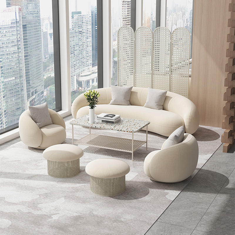 Beige Scandinavian Curved Sofa Tight Back Couch with Tuxedo Arm Clearhalo 'furn' 'furn_sofas' 'Furniture' 'furniture_sofas' 'Living Room Furniture' 'Sofa' 'sofas' 4882722