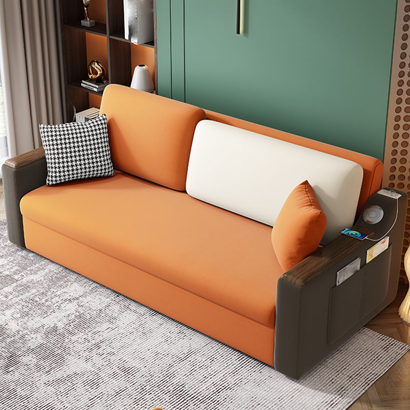 Orange Stain-Resistant Sofa Bed 26.77"H Fabric Sloped Arm Sofa Bed 51"L x 32"W x 27"H Storage Included Clearhalo 'furn' 'furn_sofas' 'Furniture' 'furniture_sofas' 'Living Room Furniture' 'Sofa' 'sofas' 4882734
