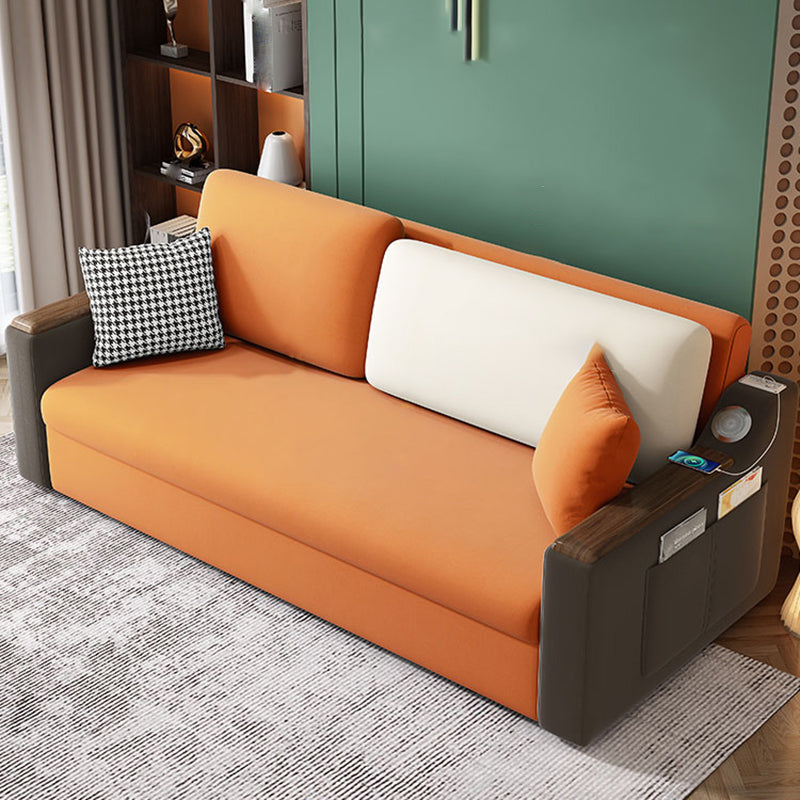Orange Stain-Resistant Sofa Bed 26.77"H Fabric Sloped Arm Sofa Bed 59"L x 32"W x 27"H Storage Included Clearhalo 'furn' 'furn_sofas' 'Furniture' 'furniture_sofas' 'Living Room Furniture' 'Sofa' 'sofas' 4882736