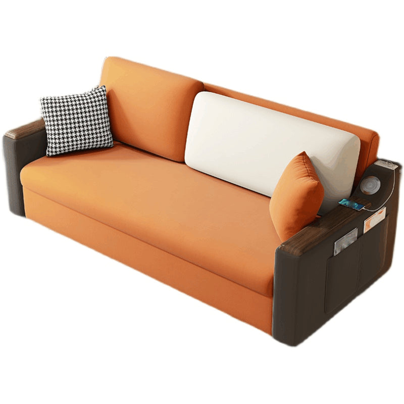 Orange Stain-Resistant Sofa Bed 26.77"H Fabric Sloped Arm Sofa Bed 59"L x 32"W x 27"H Storage Not Included Clearhalo 'furn' 'furn_sofas' 'Furniture' 'furniture_sofas' 'Living Room Furniture' 'Sofa' 'sofas' 4882737
