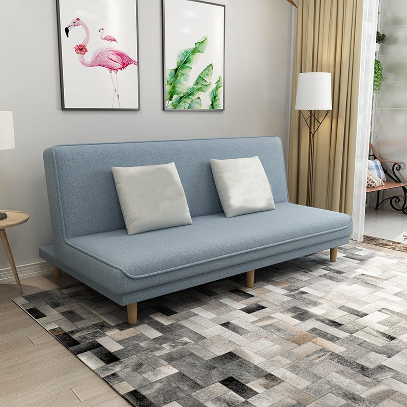 Fabric Adjustable Sleeper Sofa Split Back 59"/66.93"/70.87" Wide Armless Sofa Bed Ocean Blue Clearhalo 'furn' 'furn_sofas' 'Furniture' 'furniture_sofas' 'Living Room Furniture' 'Sofa' 'sofas' 4882748