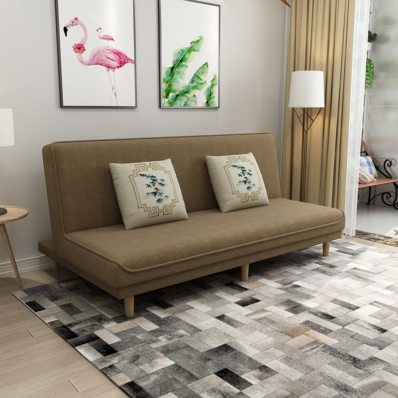 Fabric Adjustable Sleeper Sofa Split Back 59"/66.93"/70.87" Wide Armless Sofa Bed Light Coffee Clearhalo 'furn' 'furn_sofas' 'Furniture' 'furniture_sofas' 'Living Room Furniture' 'Sofa' 'sofas' 4882751