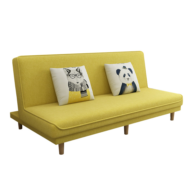 Fabric Adjustable Sleeper Sofa Split Back 59"/66.93"/70.87" Wide Armless Sofa Bed 47"L x 27"W x 31.5"H Yellow Clearhalo 'furn' 'furn_sofas' 'Furniture' 'furniture_sofas' 'Living Room Furniture' 'Sofa' 'sofas' 4882752