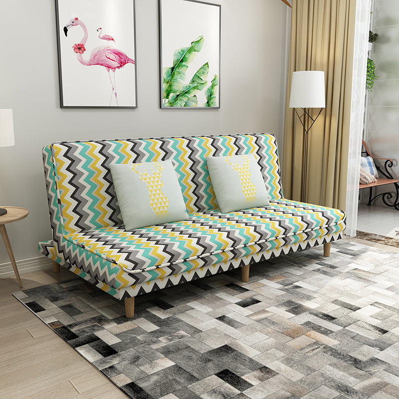 Fabric Adjustable Sleeper Sofa Split Back 59"/66.93"/70.87" Wide Armless Sofa Bed Colorful Wave Pattern Clearhalo 'furn' 'furn_sofas' 'Furniture' 'furniture_sofas' 'Living Room Furniture' 'Sofa' 'sofas' 4882753