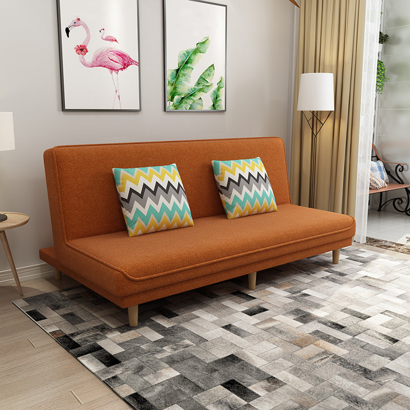 Fabric Adjustable Sleeper Sofa Split Back 59"/66.93"/70.87" Wide Armless Sofa Bed Orange Yellow Clearhalo 'furn' 'furn_sofas' 'Furniture' 'furniture_sofas' 'Living Room Furniture' 'Sofa' 'sofas' 4882756