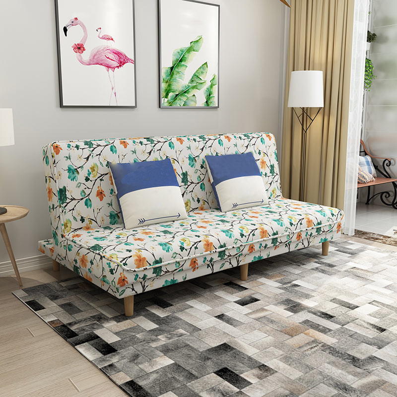 Fabric Adjustable Sleeper Sofa Split Back 59"/66.93"/70.87" Wide Armless Sofa Bed Green-Yellow Clearhalo 'furn' 'furn_sofas' 'Furniture' 'furniture_sofas' 'Living Room Furniture' 'Sofa' 'sofas' 4882768