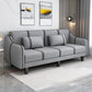 Split-Back Sleeper Sofa Extra Long 29.53" High Faux Leather/Linen/Velvet Sofa 79"L x 26"W x 30"H Light Gray Clearhalo 'furn' 'furn_sofas' 'Furniture' 'furniture_sofas' 'Living Room Furniture' 'Sofa' 'sofas' 4882809