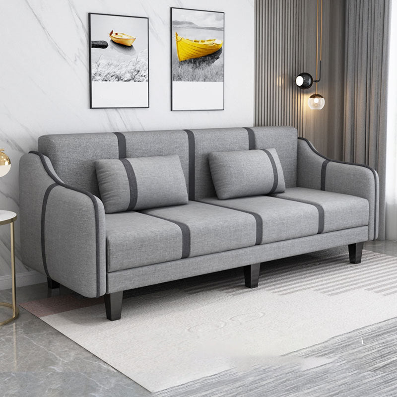 Split-Back Sleeper Sofa Extra Long 29.53" High Faux Leather/Linen/Velvet Sofa 79"L x 26"W x 30"H Light Gray Clearhalo 'furn' 'furn_sofas' 'Furniture' 'furniture_sofas' 'Living Room Furniture' 'Sofa' 'sofas' 4882809