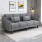 Split-Back Sleeper Sofa Extra Long 29.53" High Faux Leather/Linen/Velvet Sofa Grey Clearhalo 'furn' 'furn_sofas' 'Furniture' 'furniture_sofas' 'Living Room Furniture' 'Sofa' 'sofas' 4882810