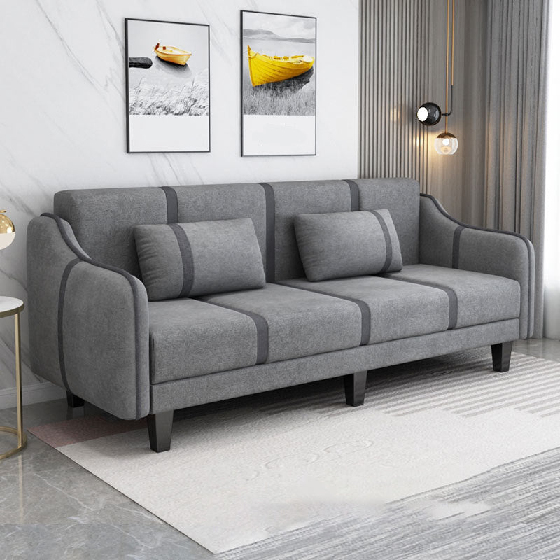 Split-Back Sleeper Sofa Extra Long 29.53" High Faux Leather/Linen/Velvet Sofa Grey Clearhalo 'furn' 'furn_sofas' 'Furniture' 'furniture_sofas' 'Living Room Furniture' 'Sofa' 'sofas' 4882810
