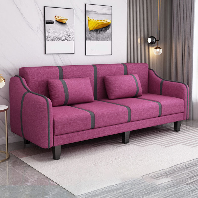 Split-Back Sleeper Sofa Extra Long 29.53" High Faux Leather/Linen/Velvet Sofa Rose Red Clearhalo 'furn' 'furn_sofas' 'Furniture' 'furniture_sofas' 'Living Room Furniture' 'Sofa' 'sofas' 4882812