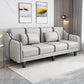 Split-Back Sleeper Sofa Extra Long 29.53" High Faux Leather/Linen/Velvet Sofa Gray-White Clearhalo 'furn' 'furn_sofas' 'Furniture' 'furniture_sofas' 'Living Room Furniture' 'Sofa' 'sofas' 4882813
