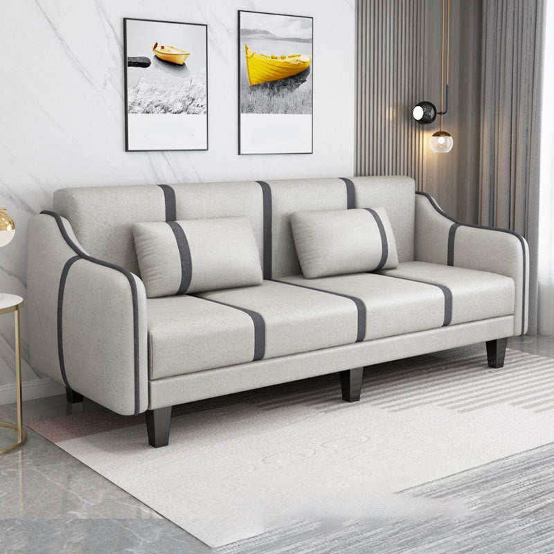 Split-Back Sleeper Sofa Extra Long 29.53" High Faux Leather/Linen/Velvet Sofa Gray-White Clearhalo 'furn' 'furn_sofas' 'Furniture' 'furniture_sofas' 'Living Room Furniture' 'Sofa' 'sofas' 4882813
