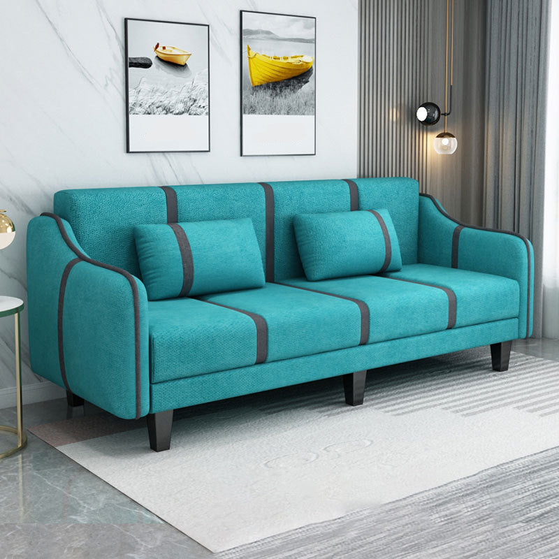 Split-Back Sleeper Sofa Extra Long 29.53" High Faux Leather/Linen/Velvet Sofa Peacock Blue Clearhalo 'furn' 'furn_sofas' 'Furniture' 'furniture_sofas' 'Living Room Furniture' 'Sofa' 'sofas' 4882814