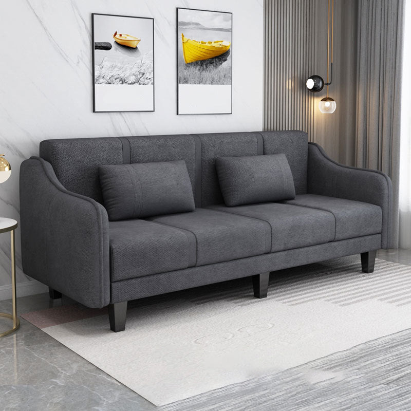 Split-Back Sleeper Sofa Extra Long 29.53" High Faux Leather/Linen/Velvet Sofa Dark Gray Clearhalo 'furn' 'furn_sofas' 'Furniture' 'furniture_sofas' 'Living Room Furniture' 'Sofa' 'sofas' 4882817