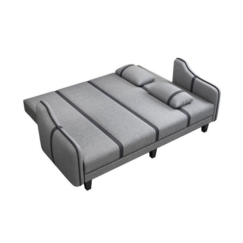 Split-Back Sleeper Sofa Extra Long 29.53" High Faux Leather/Linen/Velvet Sofa 87"L x 26"W x 29.5"H Light Gray Clearhalo 'furn' 'furn_sofas' 'Furniture' 'furniture_sofas' 'Living Room Furniture' 'Sofa' 'sofas' 4882818