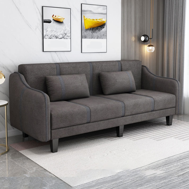 Split-Back Sleeper Sofa Extra Long 29.53" High Faux Leather/Linen/Velvet Sofa Dark Brown Clearhalo 'furn' 'furn_sofas' 'Furniture' 'furniture_sofas' 'Living Room Furniture' 'Sofa' 'sofas' 4882821