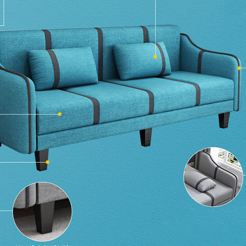 Split-Back Sleeper Sofa Extra Long 29.53" High Faux Leather/Linen/Velvet Sofa Clearhalo 'furn' 'furn_sofas' 'Furniture' 'furniture_sofas' 'Living Room Furniture' 'Sofa' 'sofas' 4882825