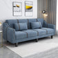 Split-Back Sleeper Sofa Extra Long 29.53" High Faux Leather/Linen/Velvet Sofa Blue Clearhalo 'furn' 'furn_sofas' 'Furniture' 'furniture_sofas' 'Living Room Furniture' 'Sofa' 'sofas' 4882827