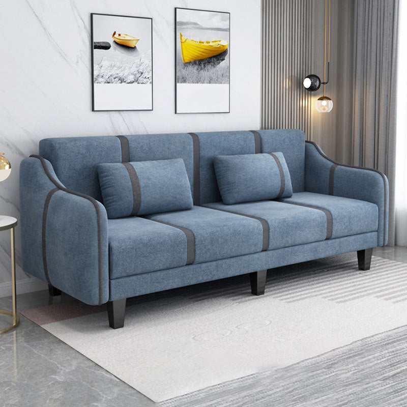 Split-Back Sleeper Sofa Extra Long 29.53" High Faux Leather/Linen/Velvet Sofa Blue Clearhalo 'furn' 'furn_sofas' 'Furniture' 'furniture_sofas' 'Living Room Furniture' 'Sofa' 'sofas' 4882827