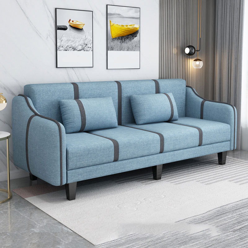 Split-Back Sleeper Sofa Extra Long 29.53" High Faux Leather/Linen/Velvet Sofa Sky Blue Clearhalo 'furn' 'furn_sofas' 'Furniture' 'furniture_sofas' 'Living Room Furniture' 'Sofa' 'sofas' 4882828