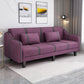 Split-Back Sleeper Sofa Extra Long 29.53" High Faux Leather/Linen/Velvet Sofa Purple Clearhalo 'furn' 'furn_sofas' 'Furniture' 'furniture_sofas' 'Living Room Furniture' 'Sofa' 'sofas' 4882832