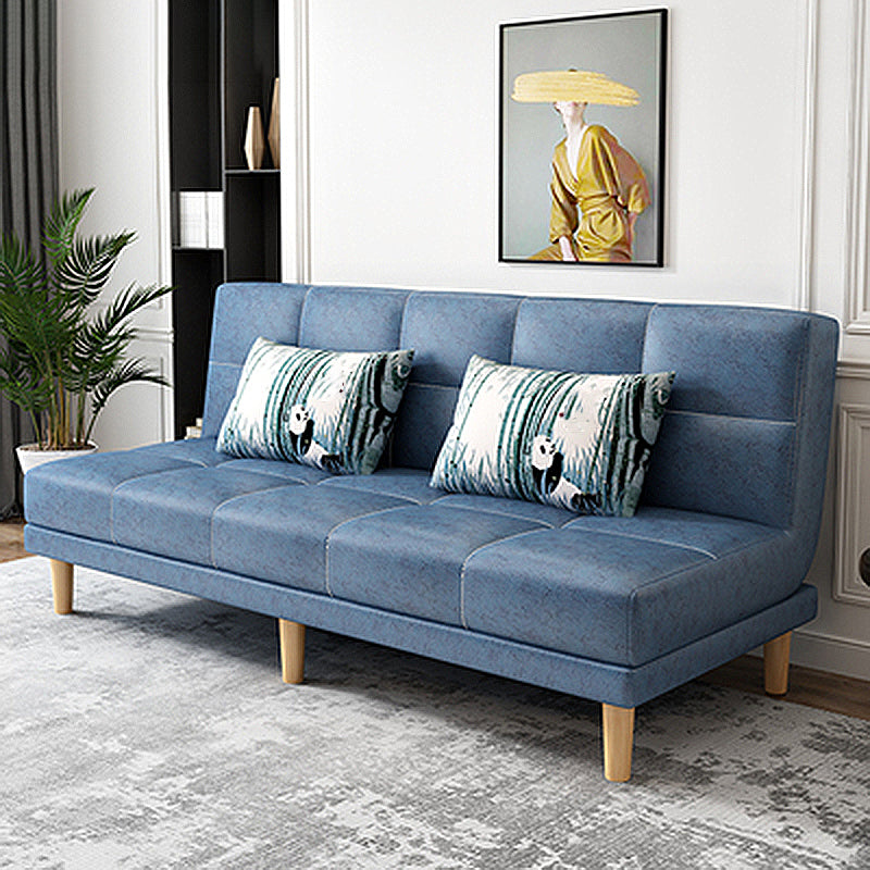 70.87" L √ó 26.77" W √ó 30.31" H Biscuit Back Sofa Foldable Armless Couch Light Blue Faux Leather Clearhalo 'furn' 'furn_sofas' 'Furniture' 'furniture_sofas' 'Living Room Furniture' 'Sofa' 'sofas' 4882835