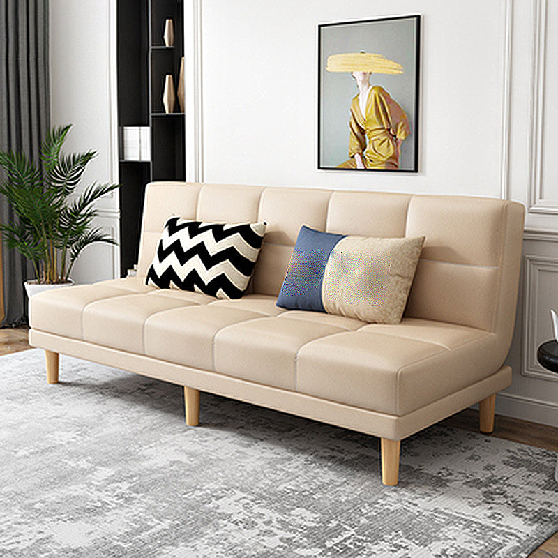 70.87" L √ó 26.77" W √ó 30.31" H Biscuit Back Sofa Foldable Armless Couch Beige Faux Leather Clearhalo 'furn' 'furn_sofas' 'Furniture' 'furniture_sofas' 'Living Room Furniture' 'Sofa' 'sofas' 4882836