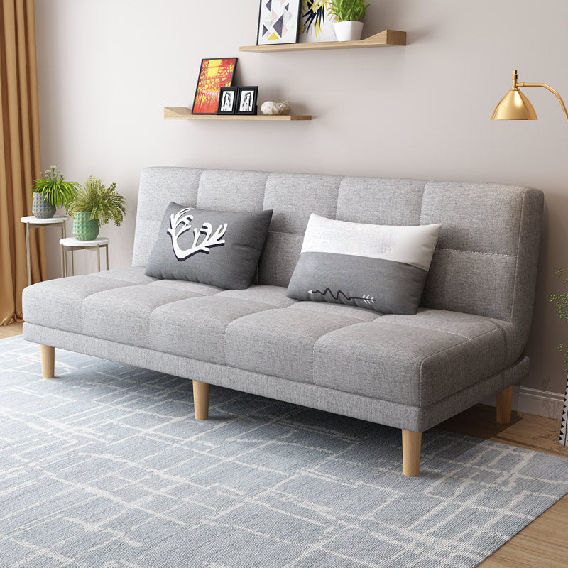 70.87" L √ó 26.77" W √ó 30.31" H Biscuit Back Sofa Foldable Armless Couch Grey Linen Blend Clearhalo 'furn' 'furn_sofas' 'Furniture' 'furniture_sofas' 'Living Room Furniture' 'Sofa' 'sofas' 4882837