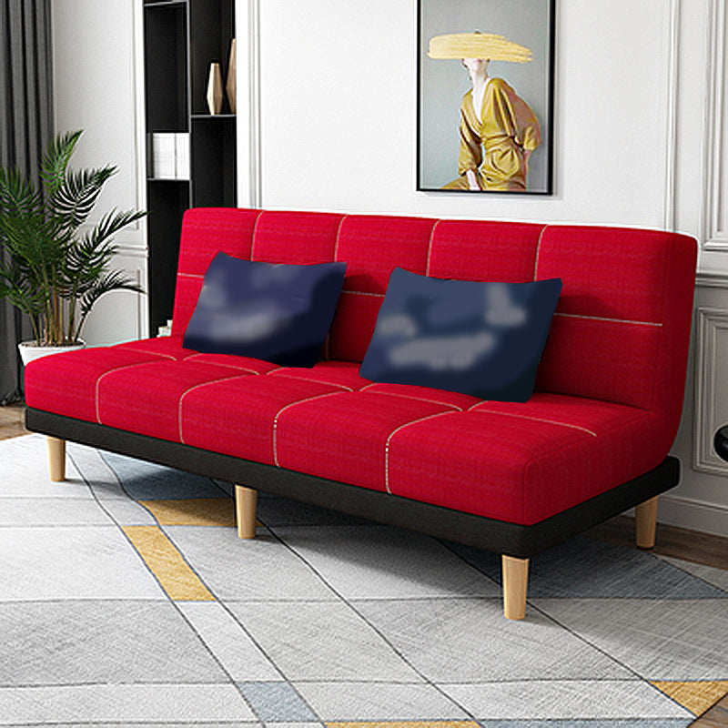 70.87" L √ó 26.77" W √ó 30.31" H Biscuit Back Sofa Foldable Armless Couch Red-Black Linen Blend Clearhalo 'furn' 'furn_sofas' 'Furniture' 'furniture_sofas' 'Living Room Furniture' 'Sofa' 'sofas' 4882840