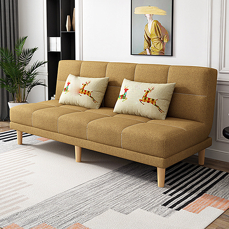 70.87" L √ó 26.77" W √ó 30.31" H Biscuit Back Sofa Foldable Armless Couch Golden Linen Blend Clearhalo 'furn' 'furn_sofas' 'Furniture' 'furniture_sofas' 'Living Room Furniture' 'Sofa' 'sofas' 4882842