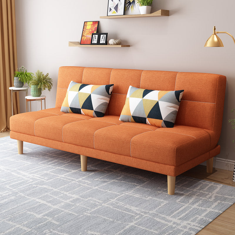 70.87" L √ó 26.77" W √ó 30.31" H Biscuit Back Sofa Foldable Armless Couch Orange Yellow Linen Blend Clearhalo 'furn' 'furn_sofas' 'Furniture' 'furniture_sofas' 'Living Room Furniture' 'Sofa' 'sofas' 4882843