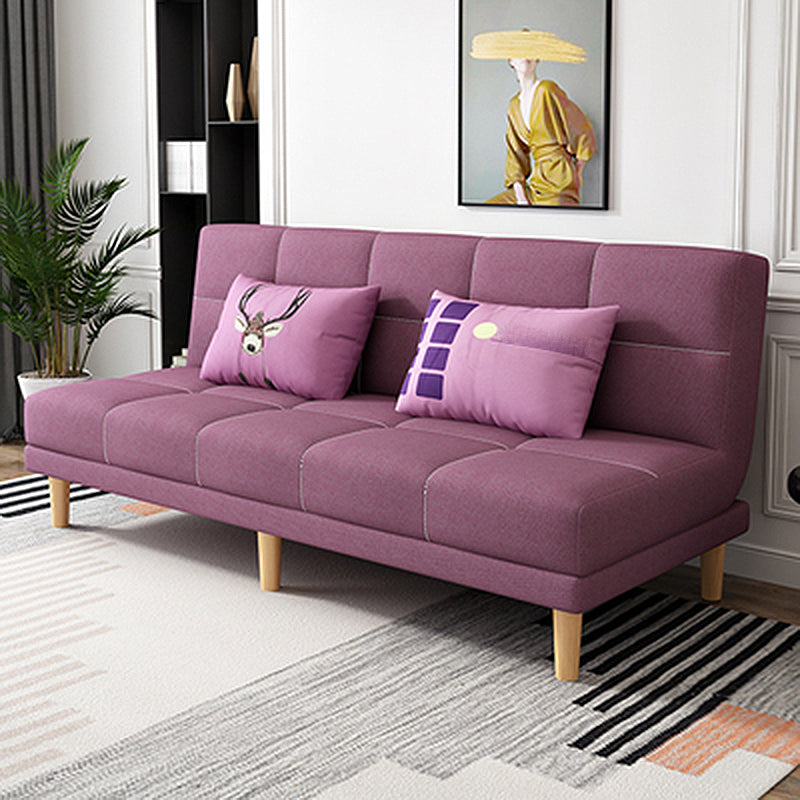70.87" L √ó 26.77" W √ó 30.31" H Biscuit Back Sofa Foldable Armless Couch Purple Linen Blend Clearhalo 'furn' 'furn_sofas' 'Furniture' 'furniture_sofas' 'Living Room Furniture' 'Sofa' 'sofas' 4882845