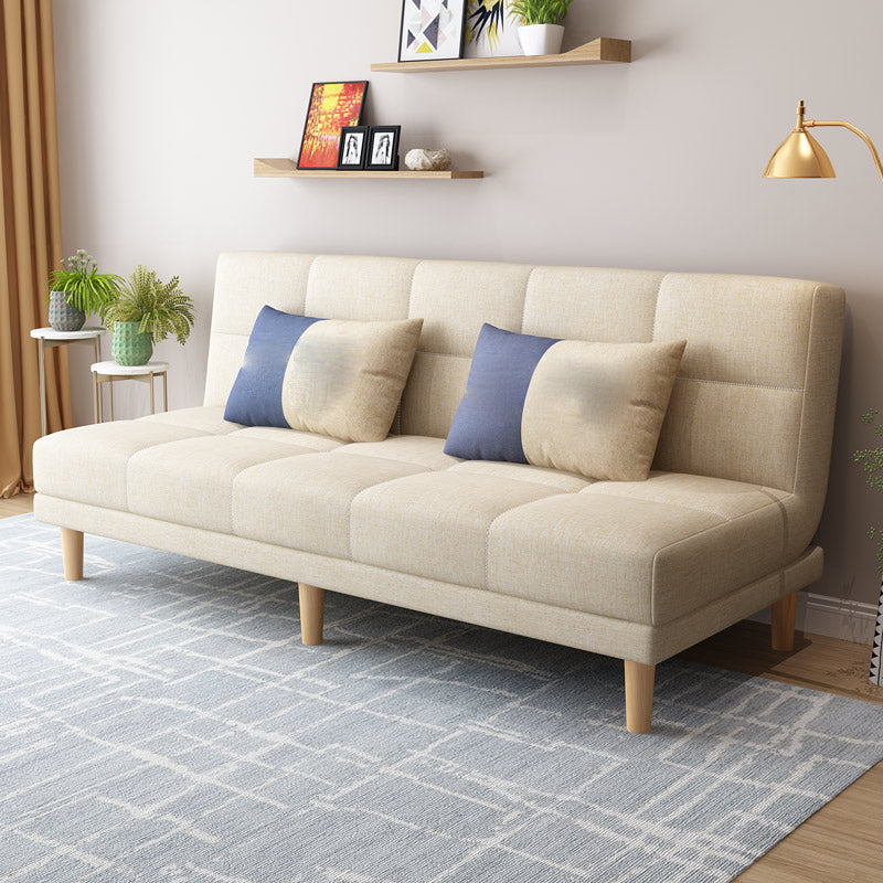70.87" L √ó 26.77" W √ó 30.31" H Biscuit Back Sofa Foldable Armless Couch Beige Linen Blend Clearhalo 'furn' 'furn_sofas' 'Furniture' 'furniture_sofas' 'Living Room Furniture' 'Sofa' 'sofas' 4882848