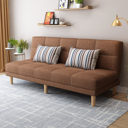 70.87" L √ó 26.77" W √ó 30.31" H Biscuit Back Sofa Foldable Armless Couch Coffee Linen Blend Clearhalo 'furn' 'furn_sofas' 'Furniture' 'furniture_sofas' 'Living Room Furniture' 'Sofa' 'sofas' 4882849