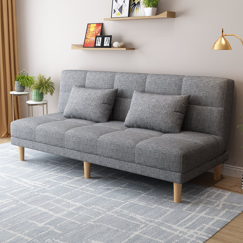 70.87" L √ó 26.77" W √ó 30.31" H Biscuit Back Sofa Foldable Armless Couch Light Gray Linen Blend Clearhalo 'furn' 'furn_sofas' 'Furniture' 'furniture_sofas' 'Living Room Furniture' 'Sofa' 'sofas' 4882852