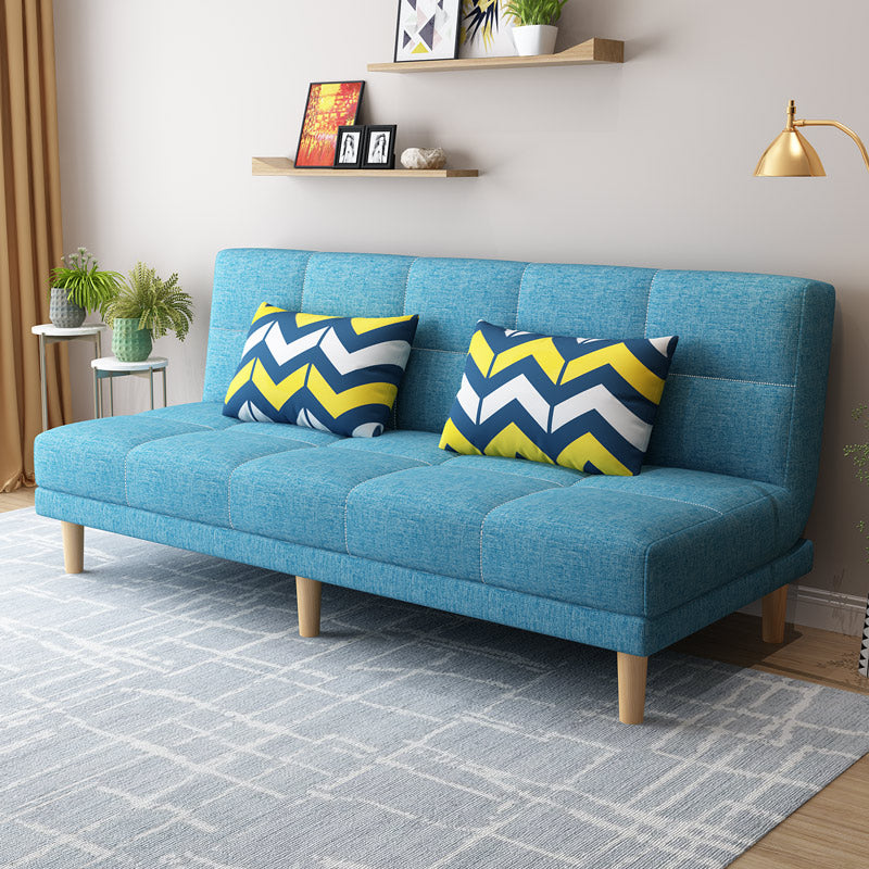 70.87" L √ó 26.77" W √ó 30.31" H Biscuit Back Sofa Foldable Armless Couch Light Blue Linen Blend Clearhalo 'furn' 'furn_sofas' 'Furniture' 'furniture_sofas' 'Living Room Furniture' 'Sofa' 'sofas' 4882853