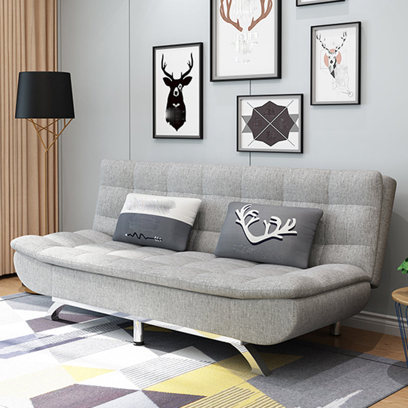 74.80" L √ó 33.46" W √ó 35.43" H Biscuit Back Couch Armless Sofa with Hair Pin Legs Grey Linen Blend Clearhalo 'furn' 'furn_sofas' 'Furniture' 'furniture_sofas' 'Living Room Furniture' 'Sofa' 'sofas' 4882860