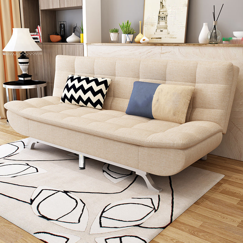 74.80" L √ó 33.46" W √ó 35.43" H Biscuit Back Couch Armless Sofa with Hair Pin Legs Beige Linen Blend Clearhalo 'furn' 'furn_sofas' 'Furniture' 'furniture_sofas' 'Living Room Furniture' 'Sofa' 'sofas' 4882865