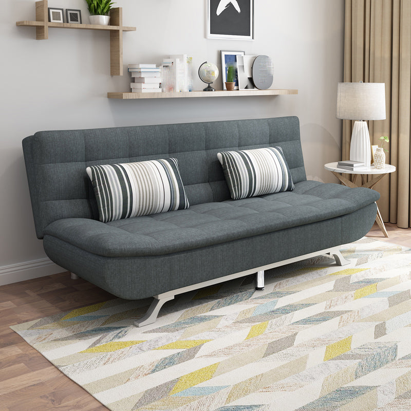 74.80" L √ó 33.46" W √ó 35.43" H Biscuit Back Couch Armless Sofa with Hair Pin Legs Dark Gray Linen Blend Clearhalo 'furn' 'furn_sofas' 'Furniture' 'furniture_sofas' 'Living Room Furniture' 'Sofa' 'sofas' 4882867