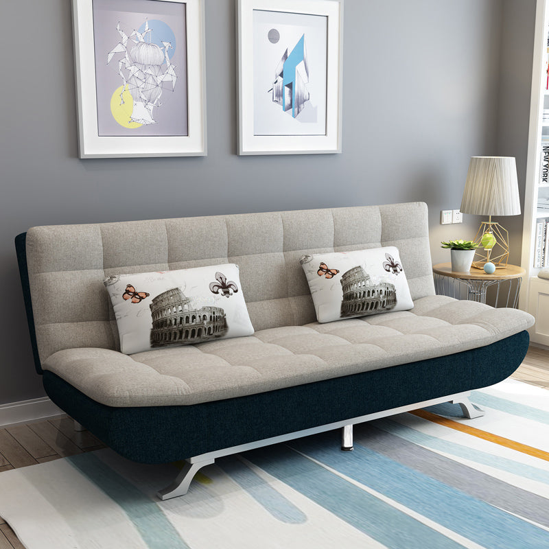 74.80" L √ó 33.46" W √ó 35.43" H Biscuit Back Couch Armless Sofa with Hair Pin Legs Gray-Blue Linen Blend Clearhalo 'furn' 'furn_sofas' 'Furniture' 'furniture_sofas' 'Living Room Furniture' 'Sofa' 'sofas' 4882870