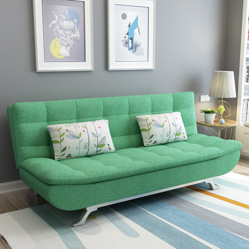 74.80" L √ó 33.46" W √ó 35.43" H Biscuit Back Couch Armless Sofa with Hair Pin Legs Green Linen Blend Clearhalo 'furn' 'furn_sofas' 'Furniture' 'furniture_sofas' 'Living Room Furniture' 'Sofa' 'sofas' 4882874