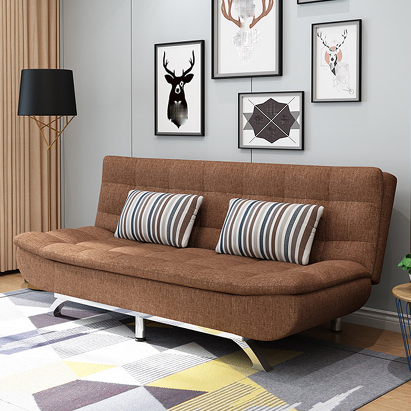 74.80" L √ó 33.46" W √ó 35.43" H Biscuit Back Couch Armless Sofa with Hair Pin Legs Coffee Linen Blend Clearhalo 'furn' 'furn_sofas' 'Furniture' 'furniture_sofas' 'Living Room Furniture' 'Sofa' 'sofas' 4882876
