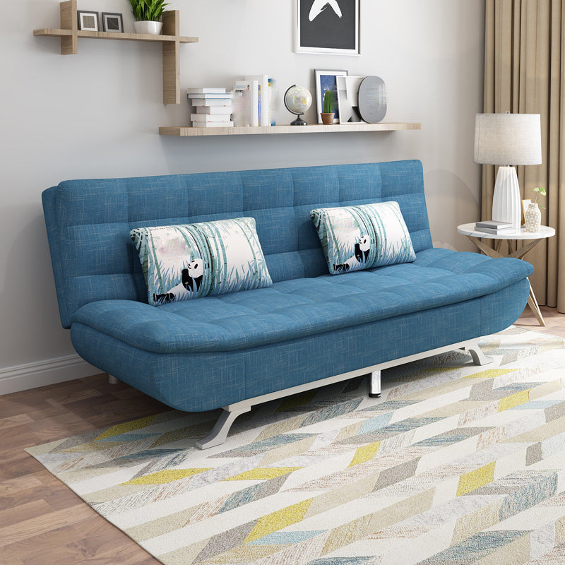 74.80" L √ó 33.46" W √ó 35.43" H Biscuit Back Couch Armless Sofa with Hair Pin Legs Dark Blue Linen Blend Clearhalo 'furn' 'furn_sofas' 'Furniture' 'furniture_sofas' 'Living Room Furniture' 'Sofa' 'sofas' 4882881