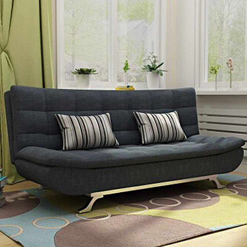 74.80" L√ó 34.65" W √ó 35.43" H Linen Slipcovered Couch Armless Sofa with Biscuit Back Black Clearhalo 'furn' 'furn_sofas' 'Furniture' 'furniture_sofas' 'Living Room Furniture' 'Sofa' 'sofas' 4882893