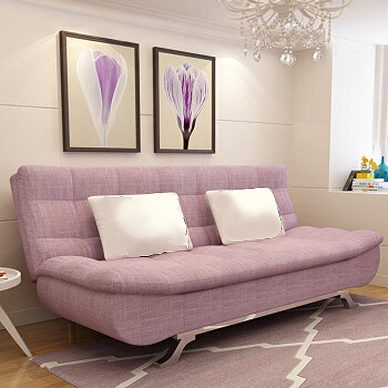 74.80" L√ó 34.65" W √ó 35.43" H Linen Slipcovered Couch Armless Sofa with Biscuit Back Pink Clearhalo 'furn' 'furn_sofas' 'Furniture' 'furniture_sofas' 'Living Room Furniture' 'Sofa' 'sofas' 4882901