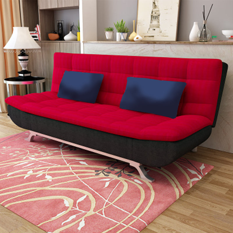 74.80" L√ó 34.65" W √ó 35.43" H Linen Slipcovered Couch Armless Sofa with Biscuit Back Red-Black Clearhalo 'furn' 'furn_sofas' 'Furniture' 'furniture_sofas' 'Living Room Furniture' 'Sofa' 'sofas' 4882902